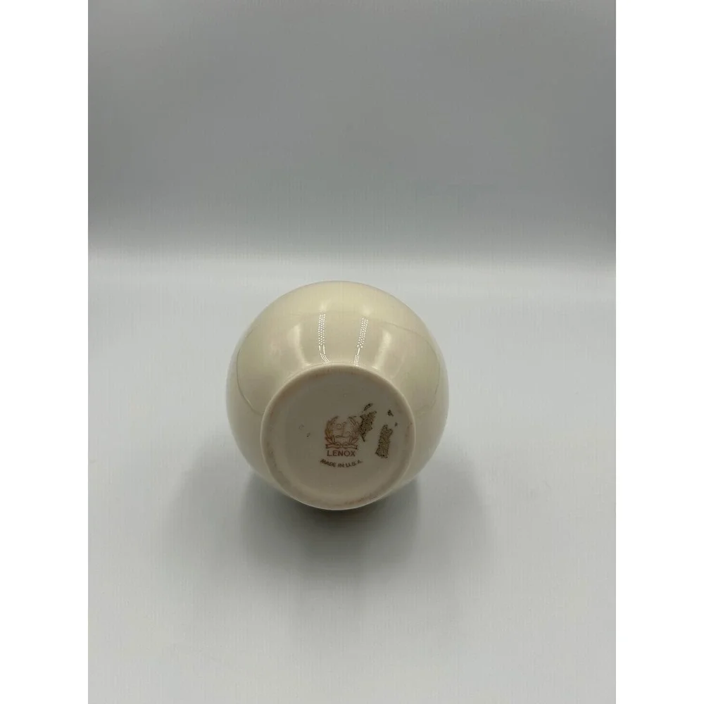 Lenox Ivory China Bud Vase Pink Rose Gold Trim Heart Shaped Rim Made in USA